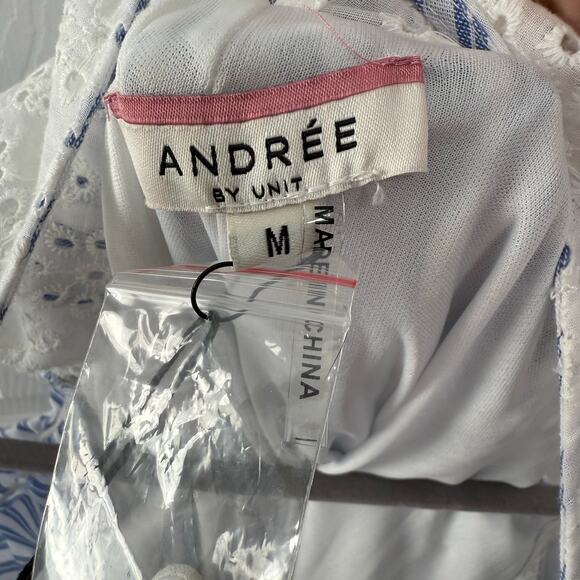 Andree by Unit New Women's Striped Pockets Cold Shoulder Dress Size Medium - Picture 6 of 13